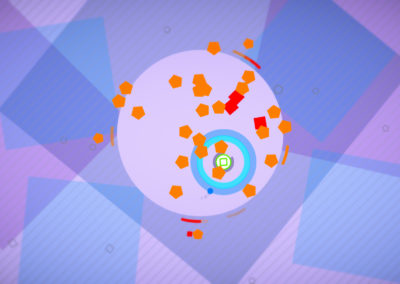 HyperDot screenshot with player dodging field of shapes on their way to collect a token